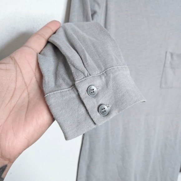 Raquel Allegra Fitted Long Sleeve Shirt Dress Grey 1 S - Picture 5 of 8